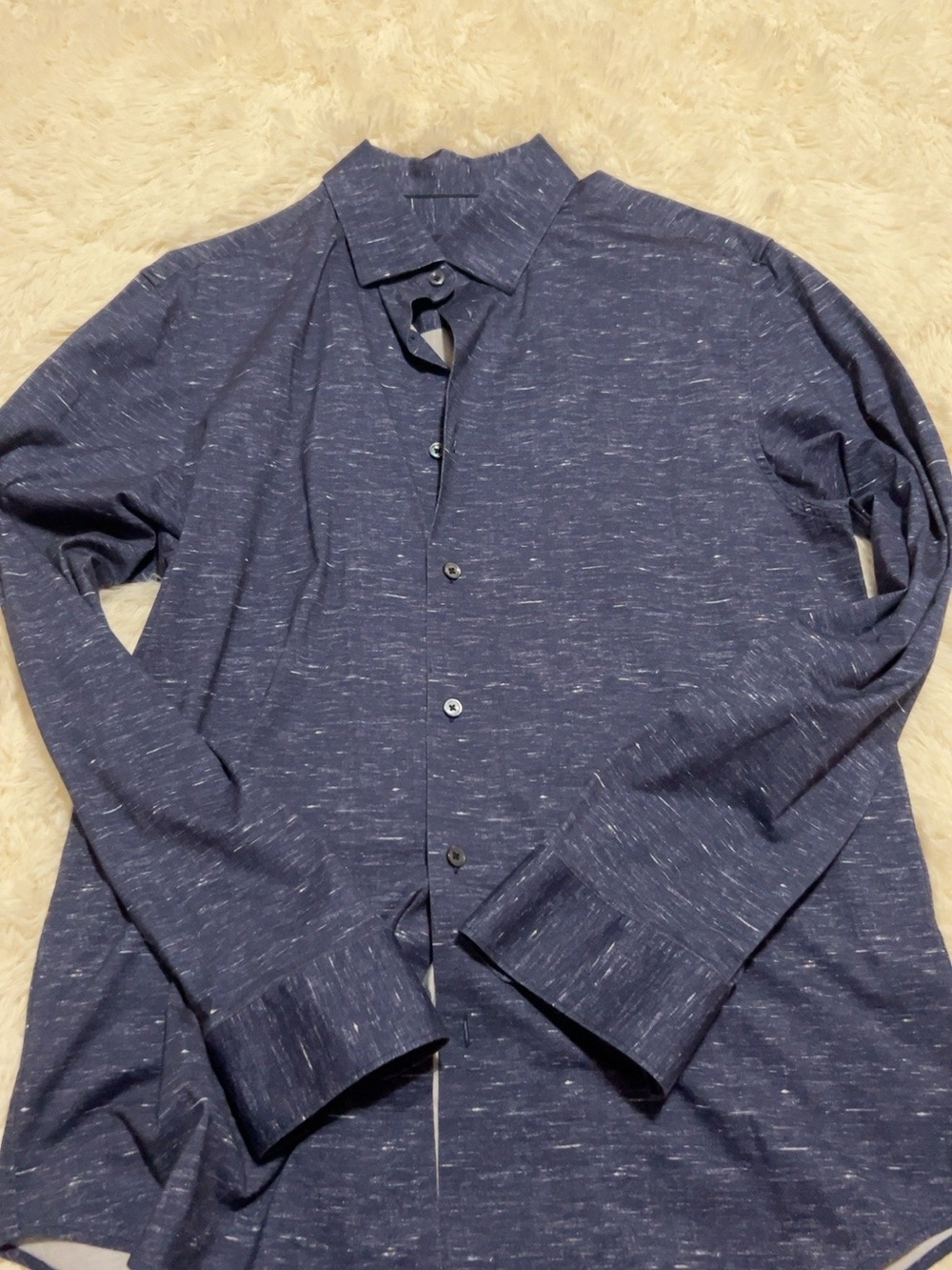 Bugatchi Navy Space-Dye Button-Front Shirt Jacket
